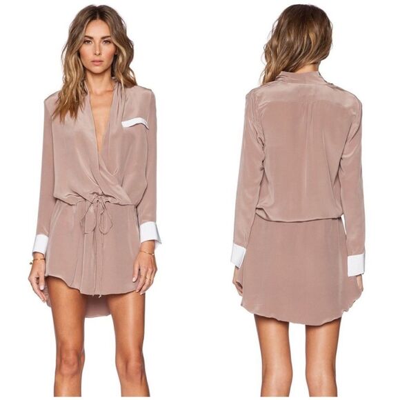 Helena Quinn 100%‎ Silk Long Sleeve Mini Cocktail Dress Size Small - Picture 1 of 10